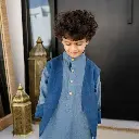 Premium Linen Boys Thobe Sea Blue1.webp