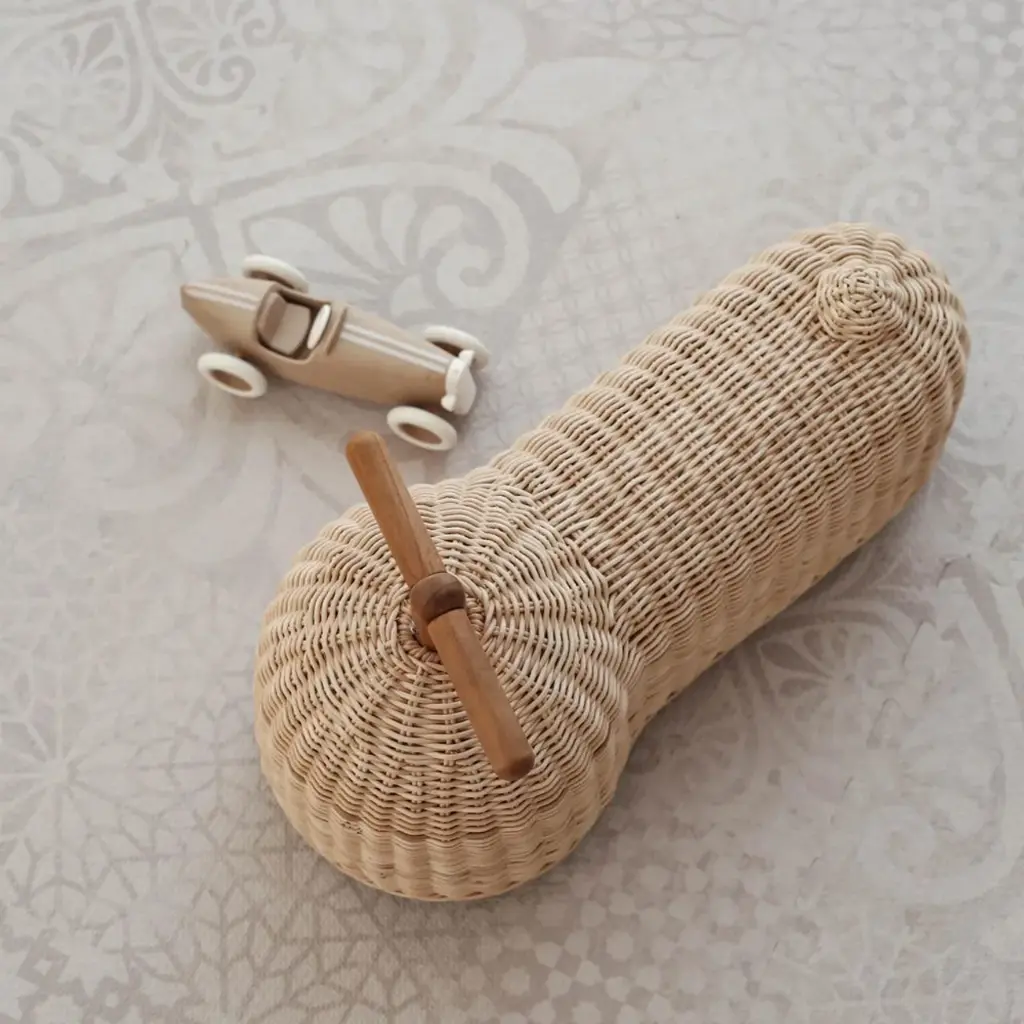 Ooh Noo - Kids Rattan Ride-On Scooter - Brown (1).webp