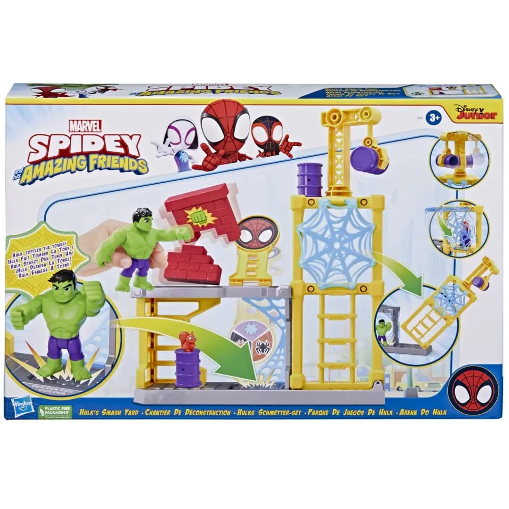 Hasbro Marvel Spidey And His Amazing Friends Hulks Smash Yard Preschool Toy, Hulk Playset With Toppling Tower.webp