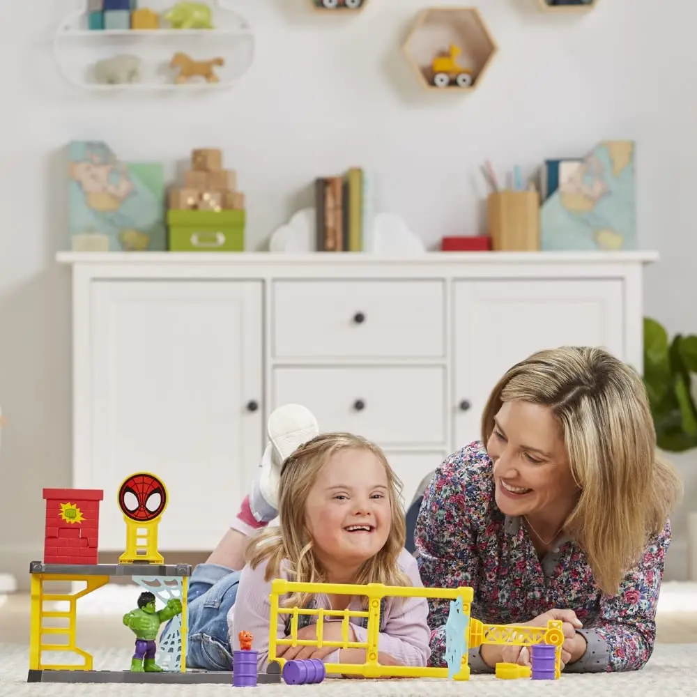 Hasbro Marvel Spidey And His Amazing Friends Hulks Smash Yard Preschool Toy, Hulk Playset With Toppling Tower Wall -1.webp