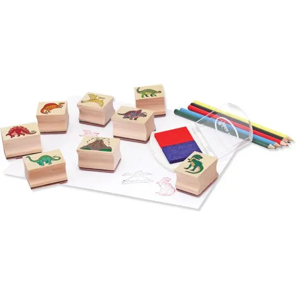 Melissa & Doug Dinosaur Wooden Stamp Set for Kids 1.webp
