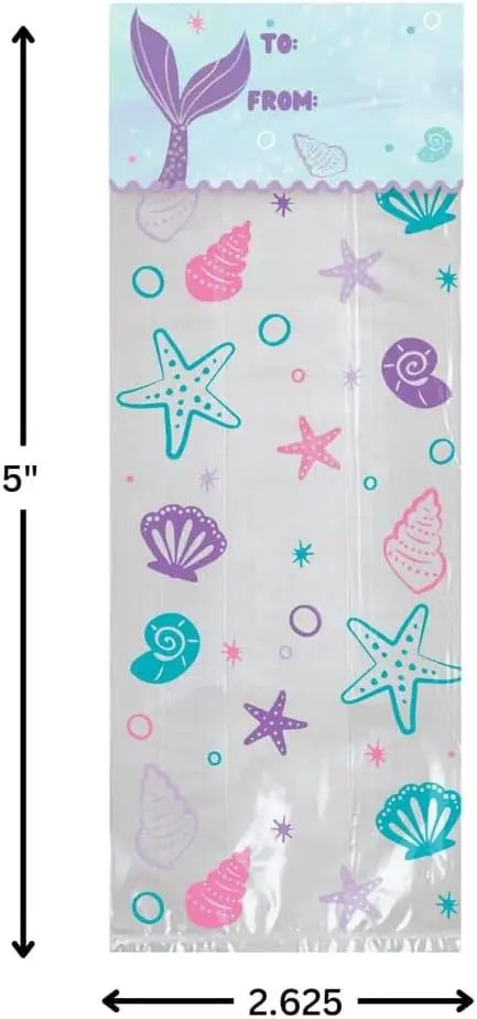 Amscan 372725 Shimmering Mermaids Treat Bags-7 cm x 13 cm 1.webp