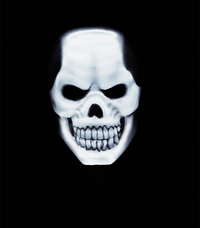 Light-Up Skull Mask with Hood - White 2