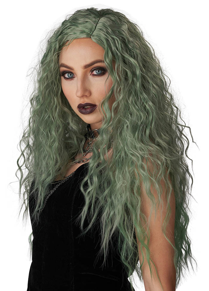 Enchanted Waves Wig - Gray/Green 2