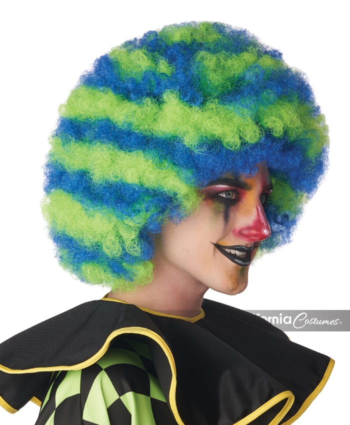 Spiral Clown Wig - Blue/Green 2
