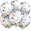 12 inch latex balloons with confetti black silver gold.webp