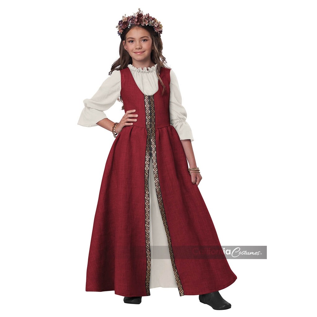 Renaissance Faire Burgundy & Cream Kids Costume (1)