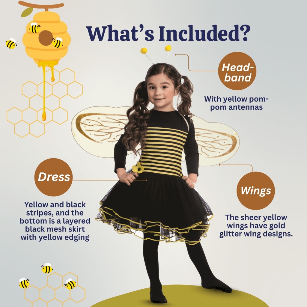 Bumblebee Dress Kids Costume (3)