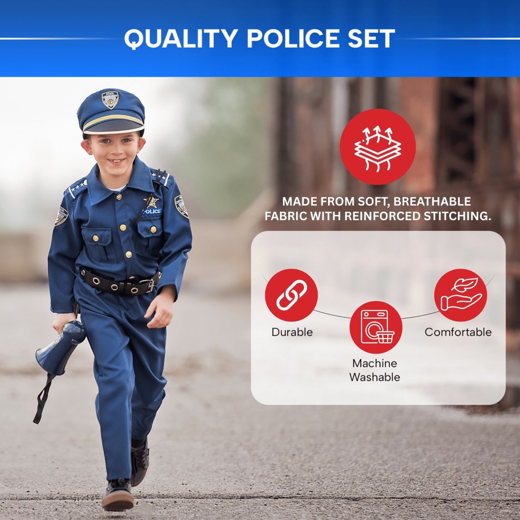 Deluxe Police Officer Kids Costume (5)