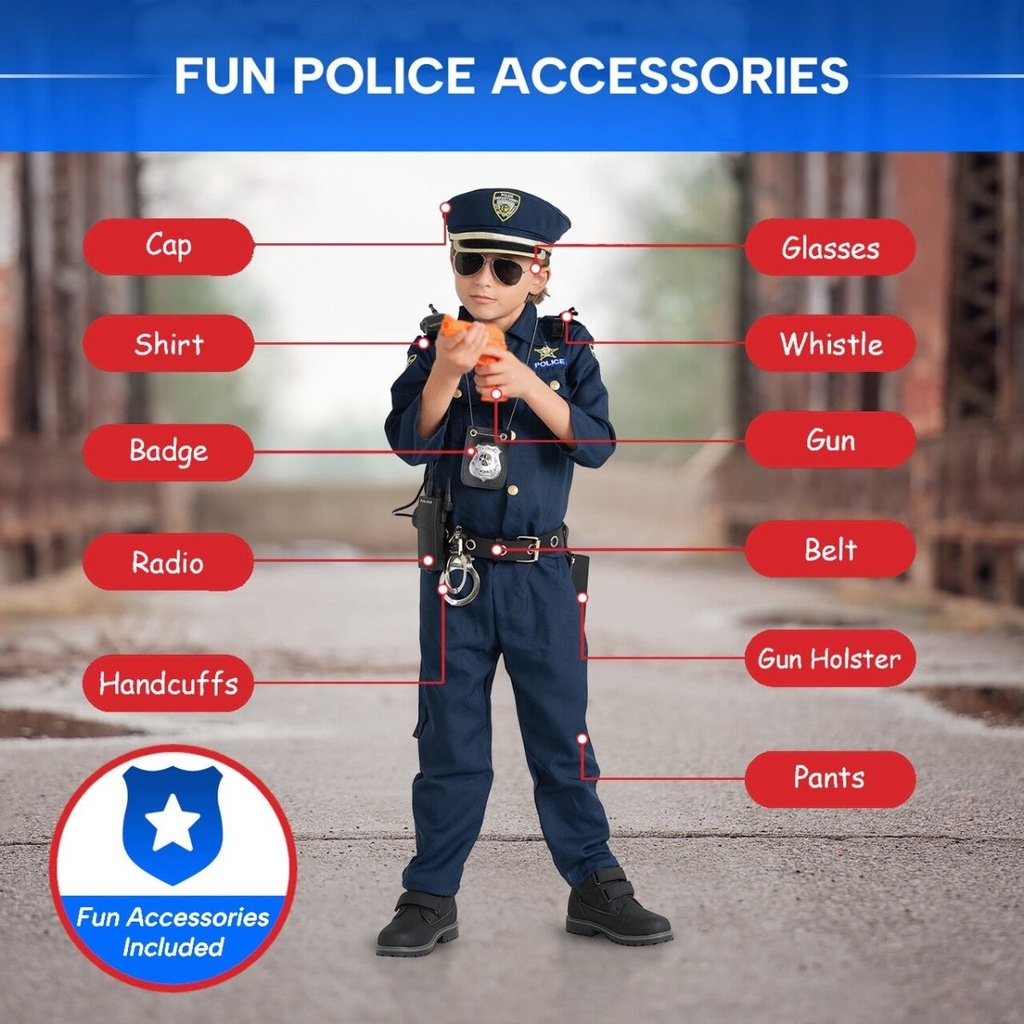 Deluxe Police Officer Kids Costume (6)