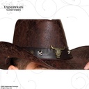 Faux Leather Cowboy Hat with Bull Head Band (1)