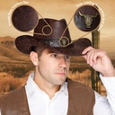 Faux Leather Cowboy Hat with Bull Head Band (2)