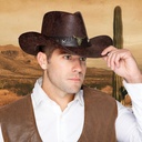 Faux Leather Cowboy Hat with Bull Head Band (3)
