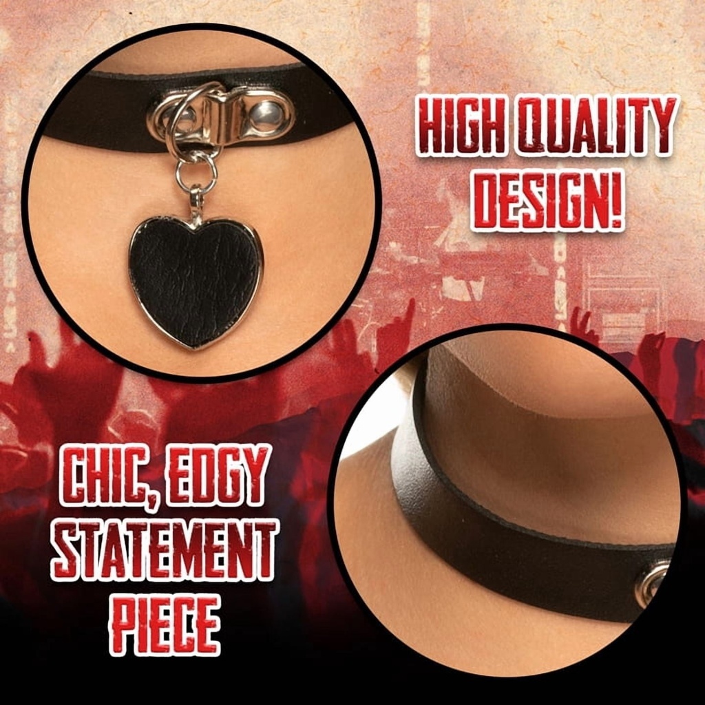 Punk Choker with Black Heart (1)