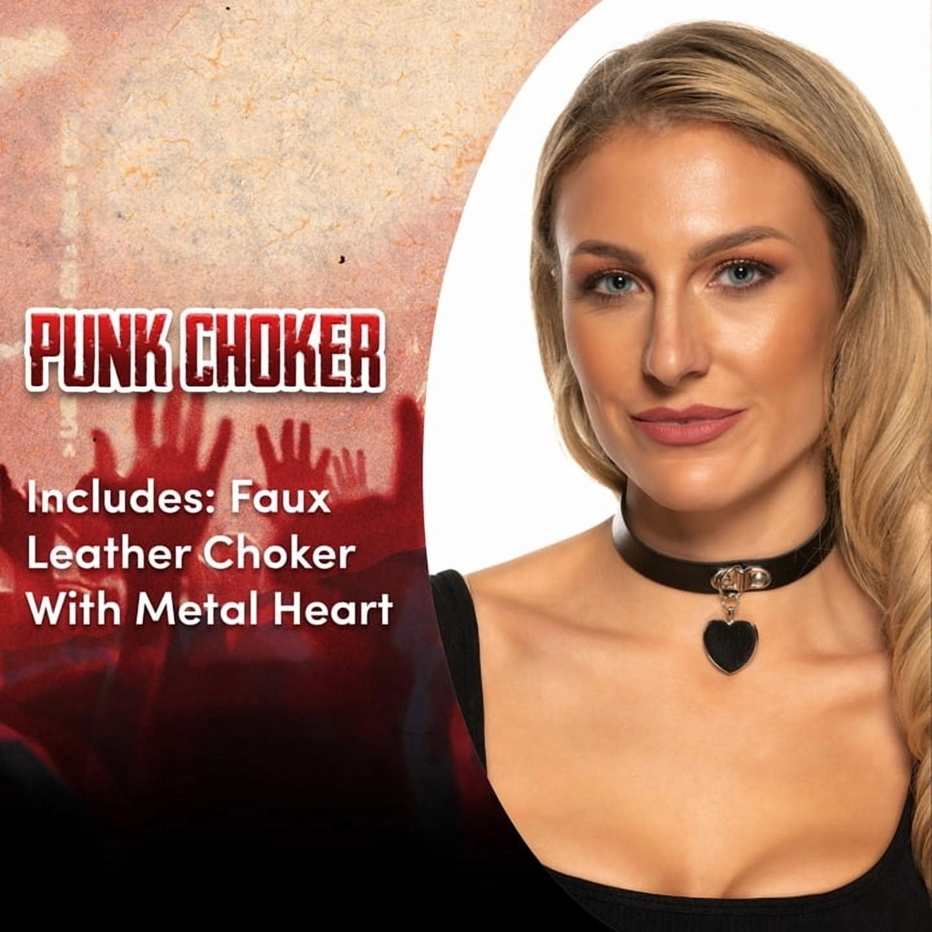 Punk Choker with Black Heart (2)
