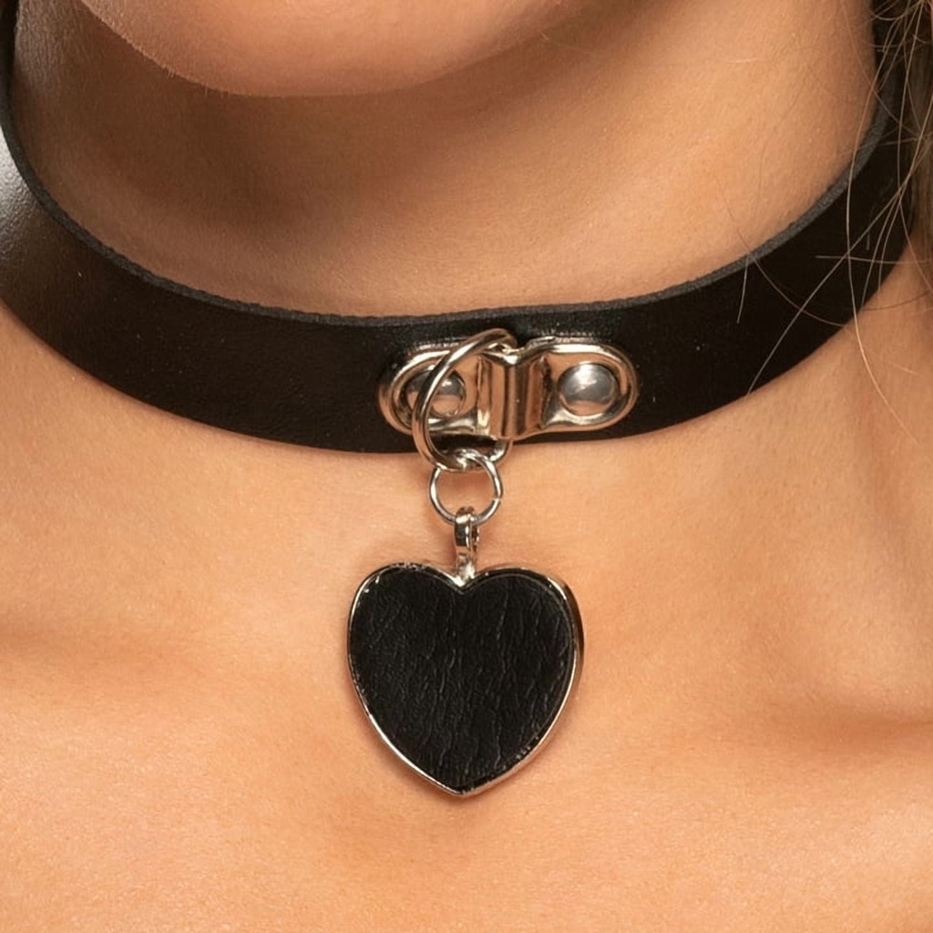 Punk Choker with Black Heart (3)