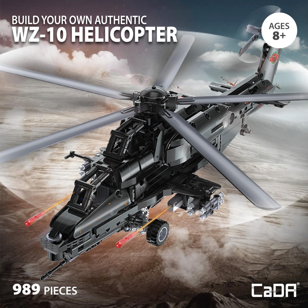 CaDA Z-10 Remote Control Helicopter Building Kit, 989 Pieces (1)