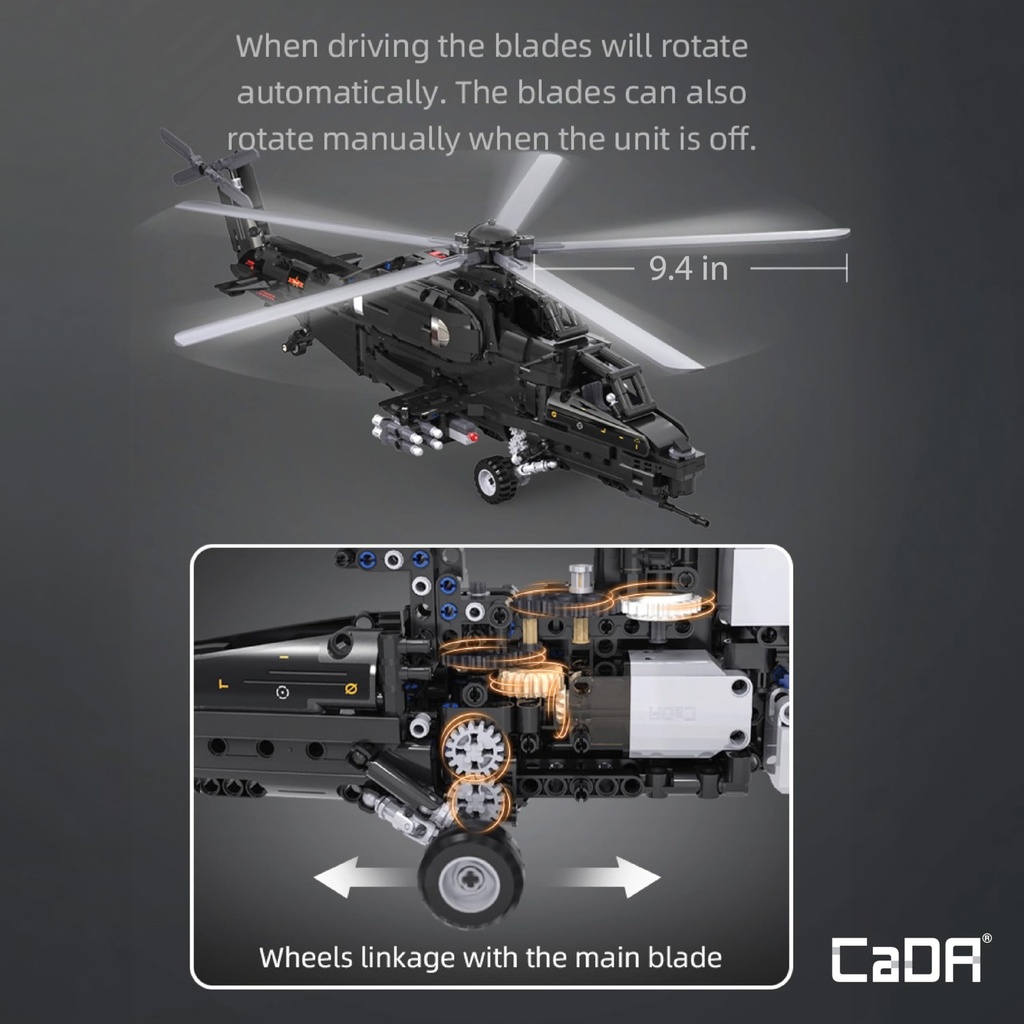 CaDA Z-10 Remote Control Helicopter Building Kit, 989 Pieces (4)