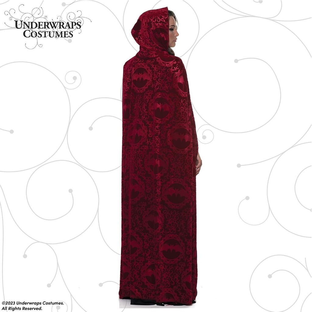 Hooded Vampire Cape with Bat Print - Adult