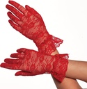 Lace Wrist Gloves - Red