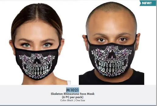 Face Mask-Skeleton Rhinestone Black