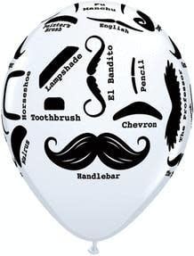 11'' Qualatex Printed Latex Balloons 50 ct-Mustache Styles