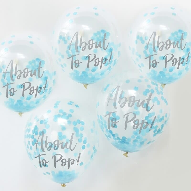12 Inch Blue Confetti Balloon - About To Pop 5/Pk