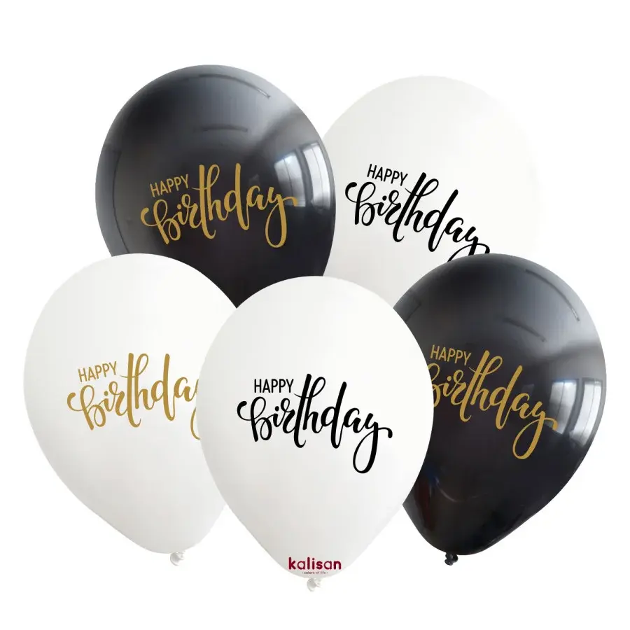 12 Inch Printed Latex  25ct-Happy Birthday