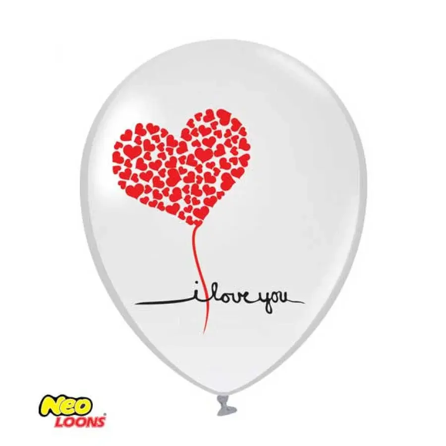 12 Inch Printed Latex Balloons 50Ct-ILU Heart