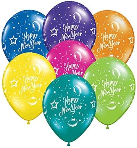 12 Inch Printed Latex Balloonss 8/pk-Happy New Year