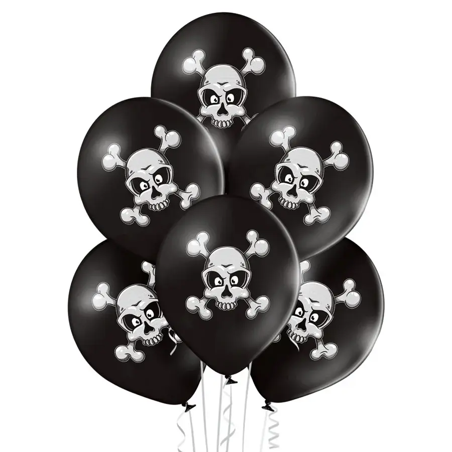 12 inch Skull and Crossbones balloon 6 pcs