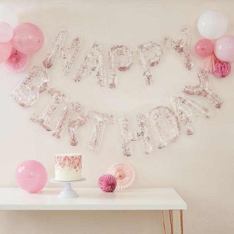 16" Mylar Airfilled Balloon Clear with confetti Letter H