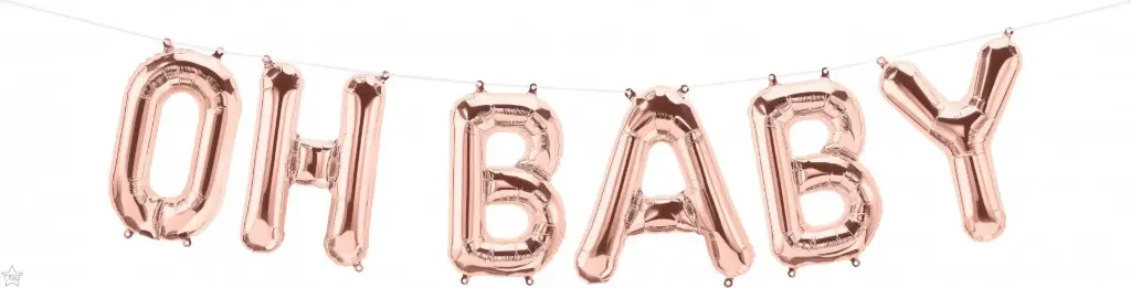 طقم بالونات عبارة "Oh Baby" لون روز غولد - 16 إنش