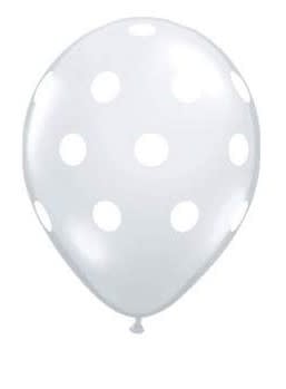 16" Qltx Printed Latex Big Polka Dots Fp Pk/5 - Clear