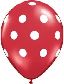 16" Qltx Printed Latex Big Polka Dots Fp Pk/5 - Red