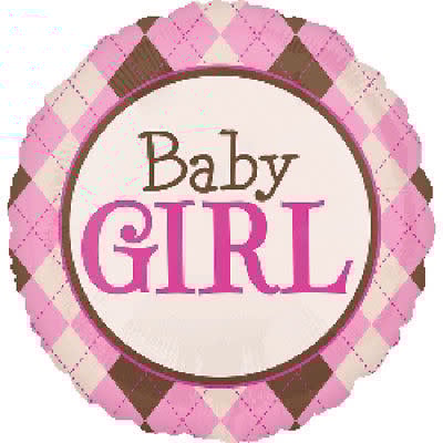 18 " Mylar - Argyle Baby Girl First Birthday Girl