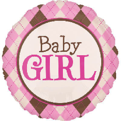 18" Foil Balloon Argyle First Birthday Girl