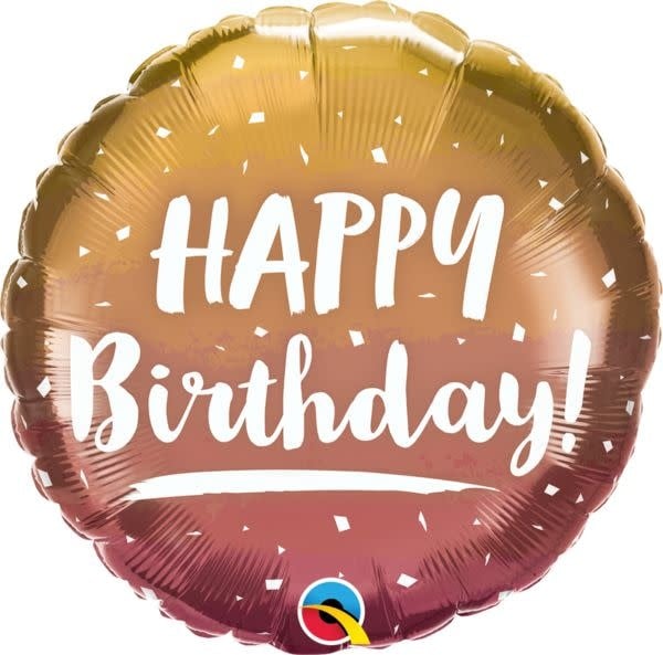 18 Inch Foil Balloon Happy Birthday Gold & Rose Gold Ombre
