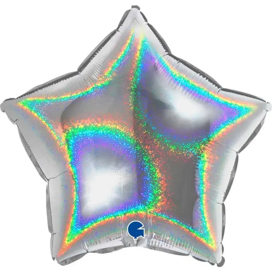 18 Inch Foil Star Balloon-Holographic Silver