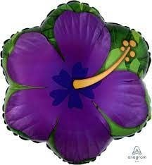 18 Inch Mylar Balloon Purple Hibiscus Hawaiian/Tropical