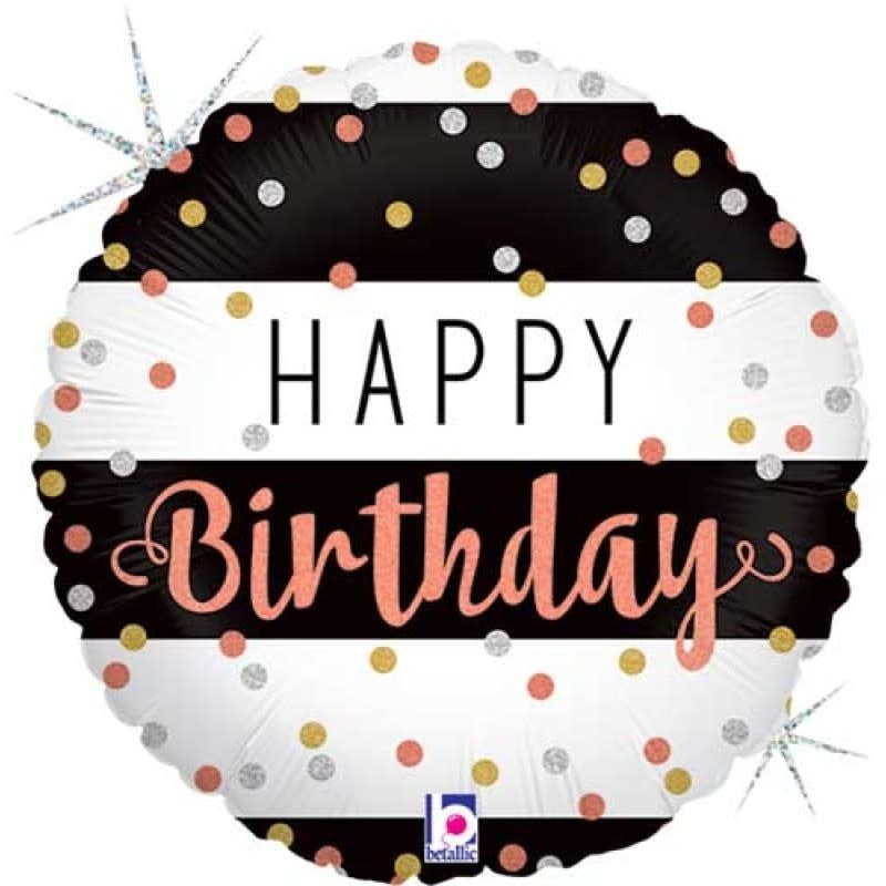 18 Inch Mylar Balloon-Happy Birthday Rose Gold