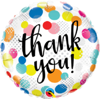 18 Inch Mylar Balloon-Thank You Dots Upon Dots