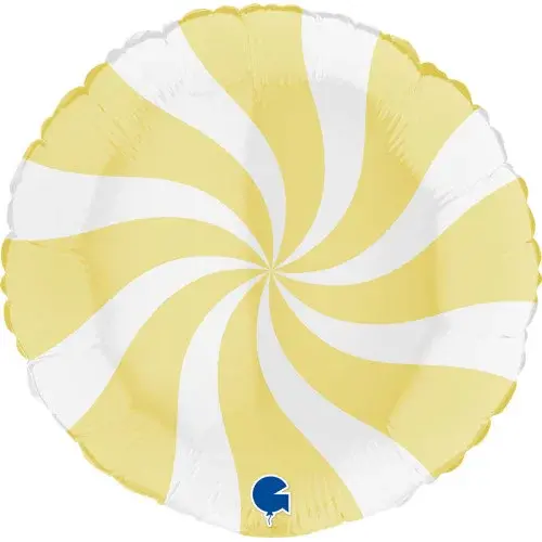 18 Inch Swirl Candy Round Balloon-Yellow
