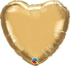 18 Mylar Balloon-Heart Chrome Gold Valentine