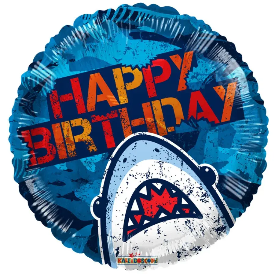 18 inch BIRTHDAY SHARK Foil Balloons