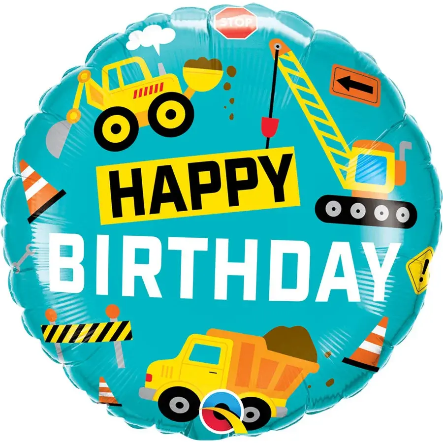 18 inch Birthday Construction balloon