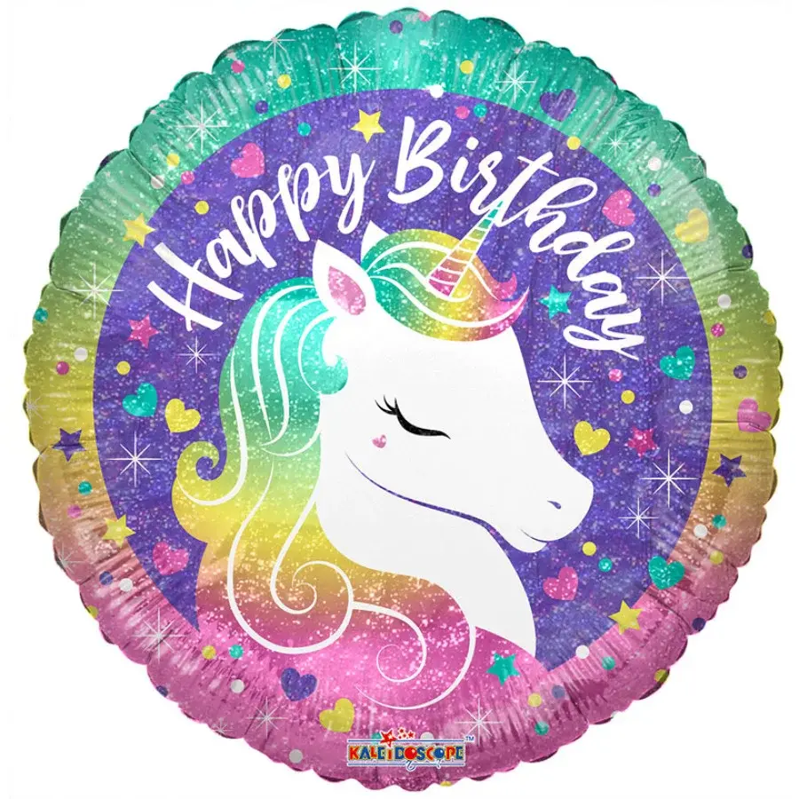 18 inch Birthday RAINBOW UNICORN Foil Balloons