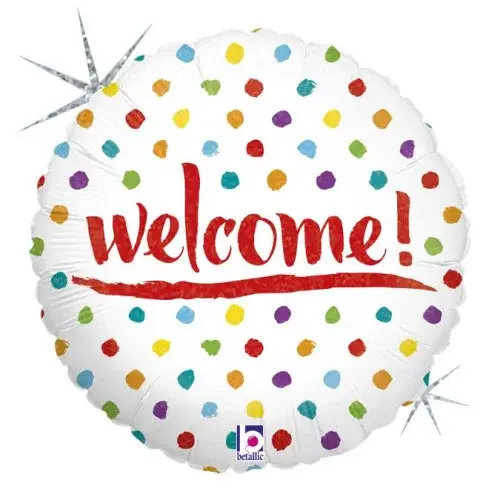 بالون قصدير "Welcome" منقط - 18 إنش
