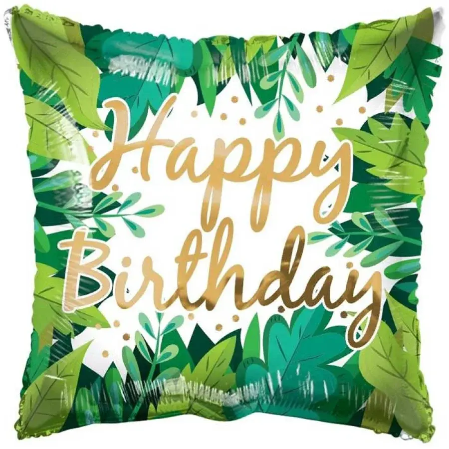 18" Square ECO ONE Balloon - Birthday Foliage