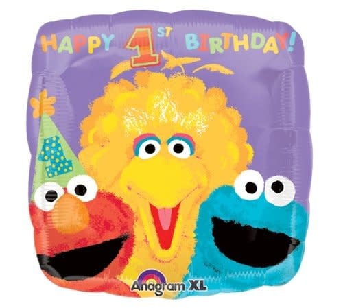 18 Inch Foil Balloon-Sesame Street 1st Birthday